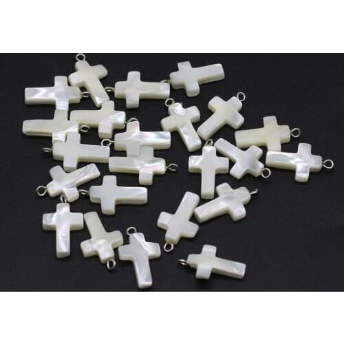 5Pcs White Natural Mother of Pearl Shell Cross Charms Pendants for DIY Making Earring Necklace Jewelry Findings Accessories