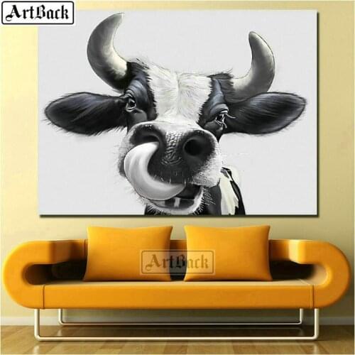 5d diy diamond painting cow full square 3d diamond mosaic cross stitch home decoration sticker