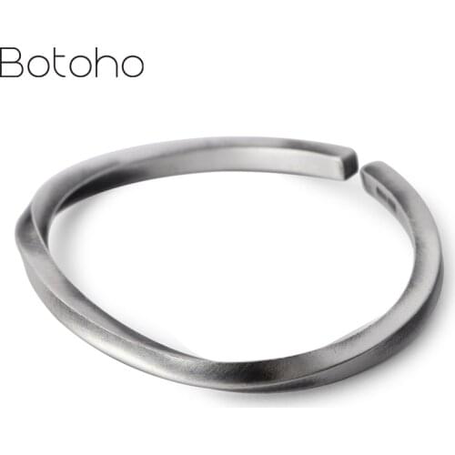 925 999 Sterling Silver Twisted Cuff Bracelets & Bangles For Men And Women Vintage Punk Rock Style Thai Silver Fine Jewelry