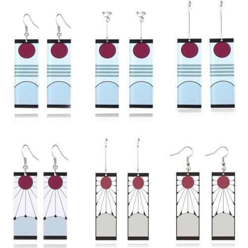 Japanese Hot Anime Demon Slayer Wholesale Cosplay Prop Kimetsu no Yaiba Tanjirou Kamado 1 Pair Earrings Cosplay Accessories