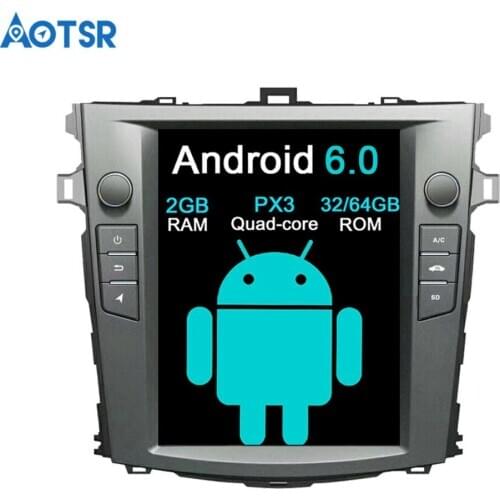 Aotsr Android 6.0 Tesla style 10.4 inch Car No DVD Player GPS Navigation For Toyota Corolla 2007-2013 unit Satnav multimedia