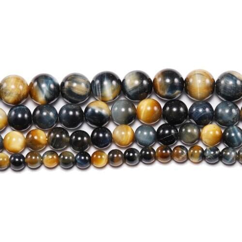 4 6 mm Natural Stone Blue Gold Tiger Eye Agat Round Beads Loose Spacer Bead For Jewelry Making DIY Bracelet Accessories
