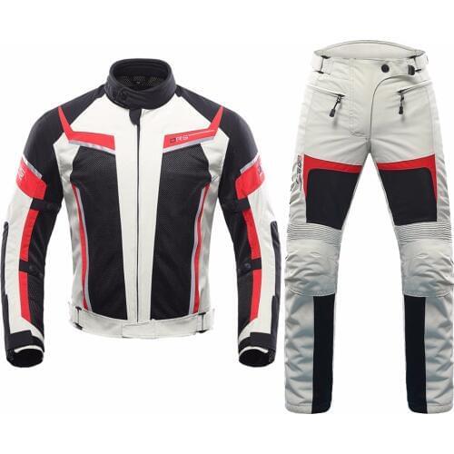 DUHAN Men Motorcycle Racing Suit Summer Jacket Pants Mesh Motocross Gear Riding Clothes Male With CE Approve Protectors