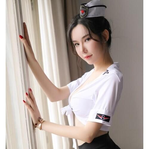 EXVOID Sex Shop Flight Attendant Uniform Temptation Bady Doll Dress Erotic Women Costumes Role Playing Sexy Lingerie Skirt