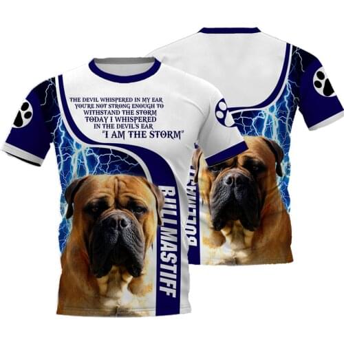 Bullmastiff 3D Printed Dog t shirts for women for men Summer Casual Tees Daily Short Sleeve Lovely T-shirts O-neck DropShipping