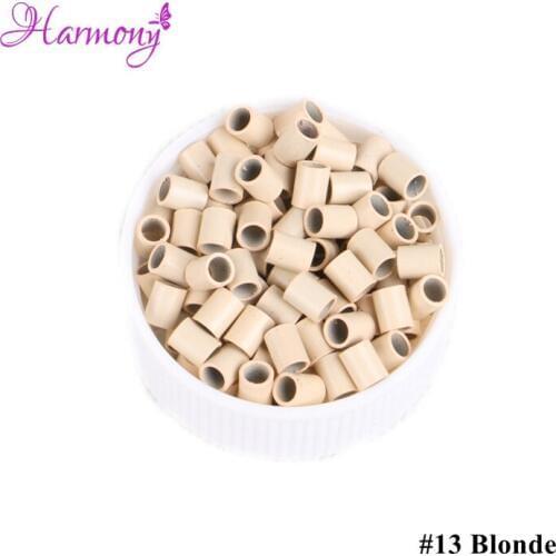 Harmony Plus Hair 1000pcs/bottle Blonde color straight copper micro ring beads 3.6*2.9*4.5mm hair extension rings for I tip hair