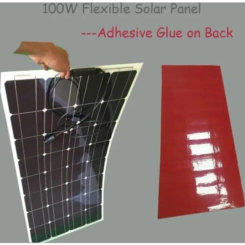 100w Flexible Solar Panel With Glue On Back Monocrystalline Solar Cell 100watt Free Shipping 12V Battery Charge Easy Install