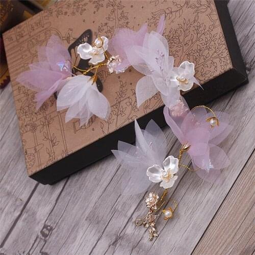 Bride headdress silk yarn shell hair flower white wedding hair accessories handmade fresh flower tiara