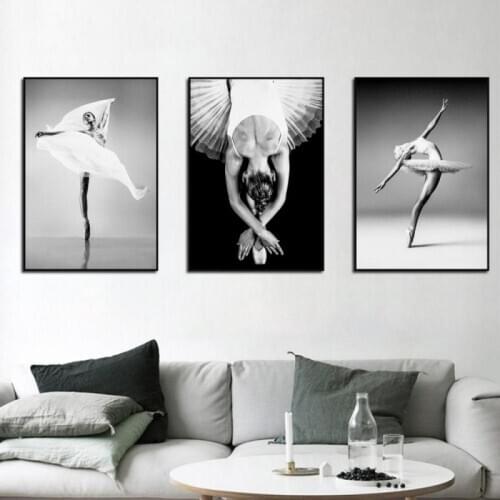 Canvas Painting Black and White Ballet Dancer Elegant Wall Art Picture Home Wall Decor Painting Poster and Prints