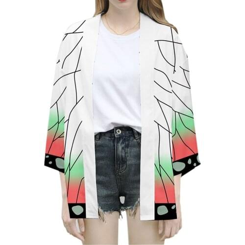 Demon Slayer Kimetsu no Yaiba Unisex Kochou Shinobu Cosplay Costume Kimono Suit Cloak Jacket Coat Halloween Party