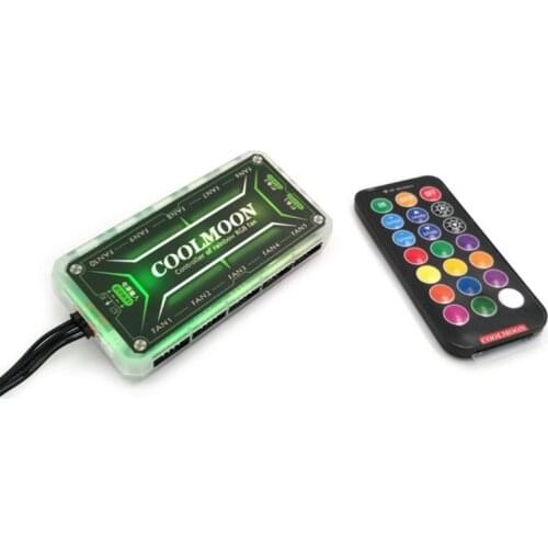 CoolMoon RGB Fan Intelligent Music Controller Motherboard Synchronization Symphony Controller Remote Control with Cable