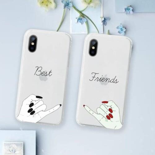 Best friend sister universal coque Phone Case Transparent for iPhone 6 7 8 11 12 s mini pro X XS XR MAX Plus