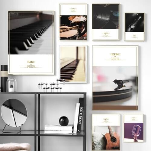 Music Decoration Picture Vinyl Piano Microphone Musical Instrument Poster Canvas Painting Nordic Home Decor Wall Art Pictures