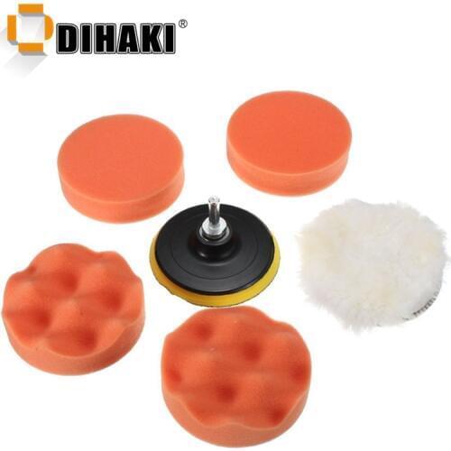 6PCS/Set Buffing Pad Set Thread 3 inch Auto Car Polishing pad Kit for Car Polisher + Drill Adaptor M10 Power Tools accessories