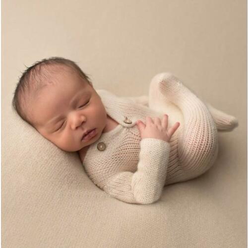 Newborn Baby Photography Props Knitted Costume Baby Accessories White Sweater Jumpsuits Baby Photo Prop Newborn Fotografia