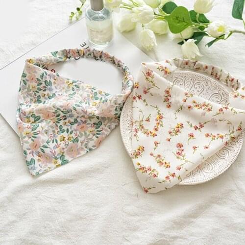 Pastoral Style Triangle Turban Floral Hair Ribbon Women Bohemia Hair Scarf Hairbands Wrist Head Wrap Hair Accessories Gifts