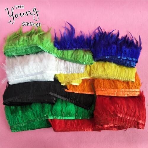 Wholesale natural Rooster Feather 10-15cm (4-6) feathers ribbon 1meter / 10 meter / lot feathers for crafts decoration feathers