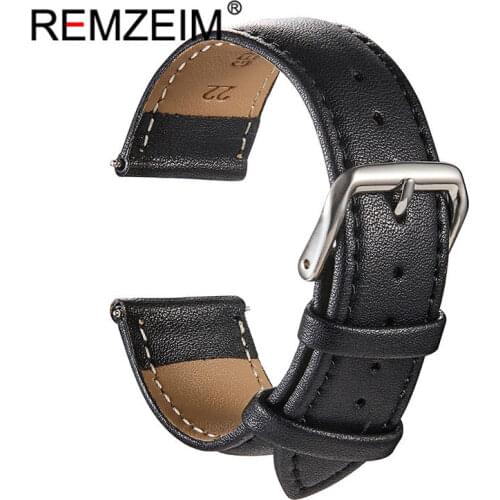 REMZEIM Universal Replacement Leather Watch Strap Leather Watchband for Men Women 16mm 18mm 20mm 22mm 24mm Watch Band