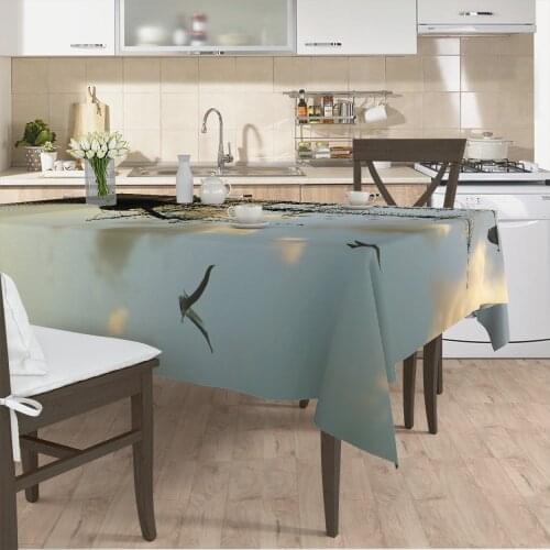 Table cloth living room kitchen Cover Sky bird cloud patterned micro fabric cover with runner pattern Free Shipping