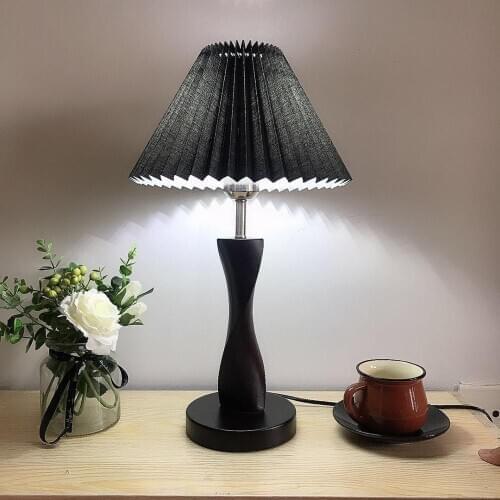 Modern small fresh Korean rotary black base solid color series lampshade desk abajur decorative lamp bedroom lamp