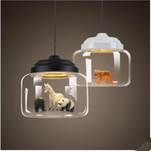 Nordic restaurant glass chandelier coffee shop kindergarten classroom personality creative cartoon animal chandelier