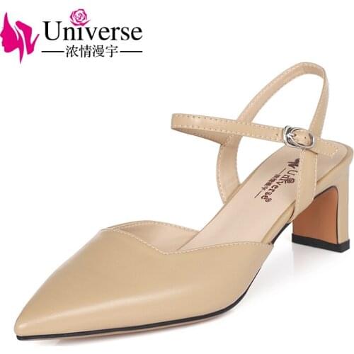 Universe K176 Latest New Arrivals 2020 Square High Heels Shoes For Women Sandals Pointed Toe Elegant Ladies Footwear