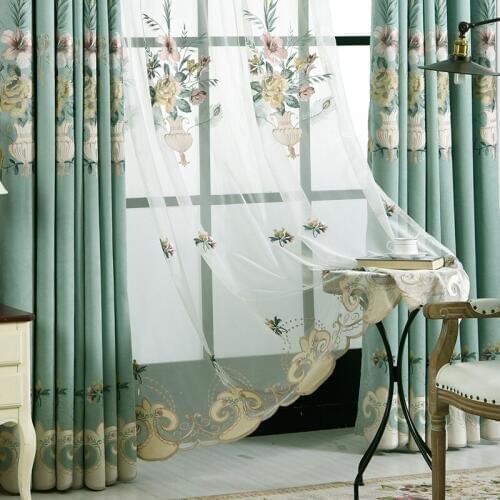 Embroidered curtain Modern living room curtain bedroom shading chenille window curtain luxurious and refreshing custom