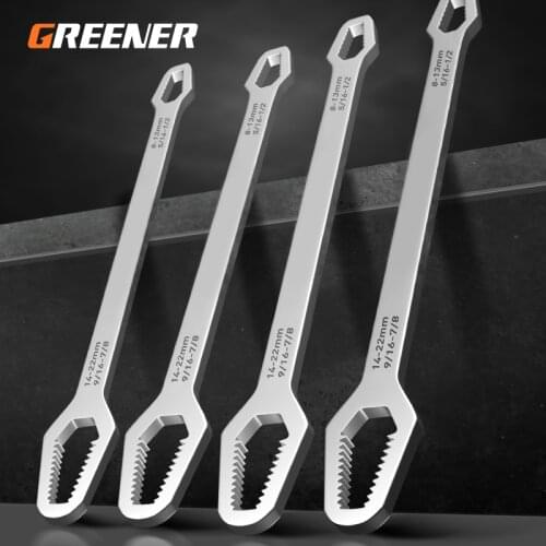 Greener Universal Double Sided Wrench Chromium Vanadium Self-Tightening Universal Wrench for Car Bicycle Repairing
