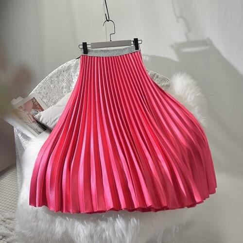 High Waist Women Long Skirt Female Jumper Women Midi Skirt Saia High Quality Women Summer Pleated Skirt Stretch
