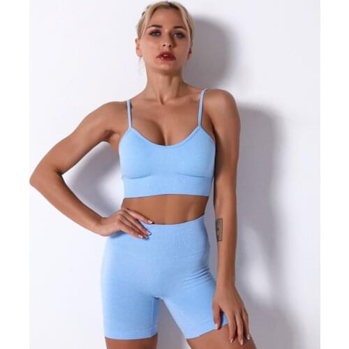 2021 New Summer Yoga Shorts Set Woman 2 Pieces Yoga Set Sports Bra Seamless Pilates Run Cycling Fitness Suit Workout Sportswear