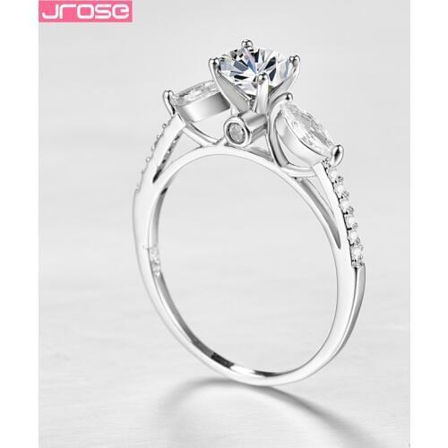 Jrose Round Cut 925 Silver Rings For Women Party Wedding Engagement Ring Fashion Jewelry Female Gift 2019 New Arrivals