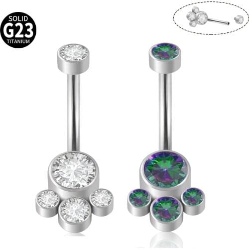 1Pc F136 Titanium Zirconia Navel Piercing Surgical Steel Belly Rings Top Quality Body Piercing Jewelry Fashion Women