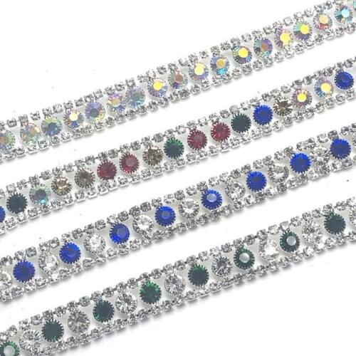 10Yards Sew-On Beaded Crystal Rhinestone Trim Black Diamond Chain Trimming for Bridal Belt Wedding Sash Free Shipping