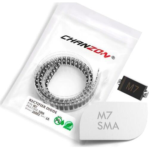 100 Pcs) M7 SMD Rectifier Diode 1A 1000V SMA (DO-214AC) 1 Amp 1000 Volt Electronic Silicon Diodes