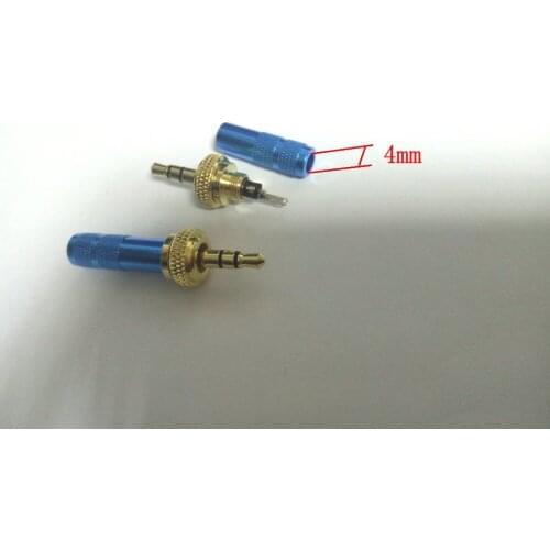 20pcs lot blue 3.5mm Screw Lock Stereo Jack Plug Gold Plated Soldering connector New