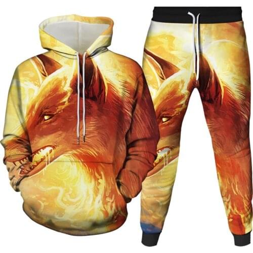 2021 Autumn sportswear Mens Fashion Snow Wolf Animal 3D Printing Hoodie Mens Wolf Pattern Hoodie Harajuku Sweatshirt Trend Set