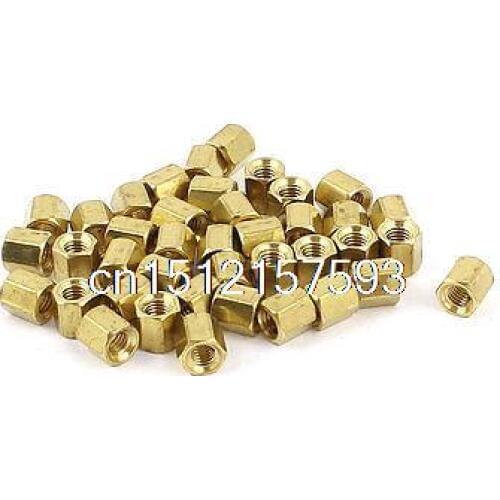 40Pcs M3 Female 5mm Long Hexagonal Standoff Spacer Gold Tone