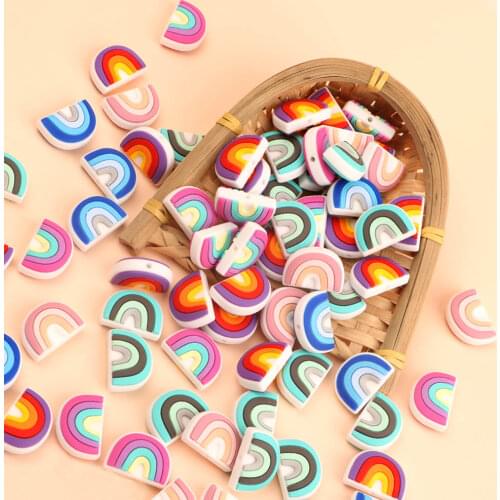 5 PCS Baby Teething Beads New Rainbow Cute Silicone Food Grade Infant Nursing Teether Kid for Chewing Necklace Beading DIY