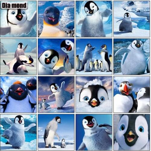 5D DIY Diamond Painting Penguin Full Drill Penguin Animals Square Round Diamond Embroidery Cross Stitch Mosaic Home Decor Gift
