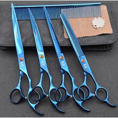 7.0 inch Professional Pet Clipper Dog Grooming Scissors Set Straight & Curved & Thinning Shears Animals Hair Cutter Tools Kit
