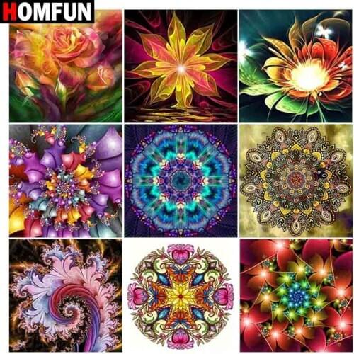 HOMFUN Diamond Painting Full Square/Round Diamond "Mandala flower" Pattern Embroidery Cross Stitch 5D Rhinestone Painting