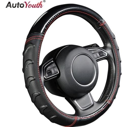 AUTOYOUTH Willow Patterned Massage Car Steering Wheel Cover Soccer Pattern Splice Light Leather For ford-FOCUS for AUDI-A3