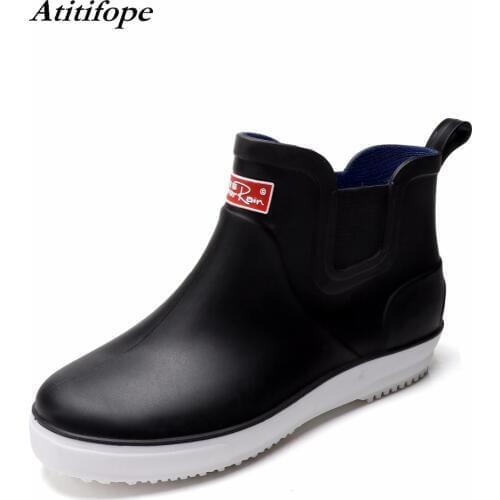 Unisex Rain Boots Men Chelsea Casual Shoes Non Slip Elastic Mens Short Ankle Booties Garden Boots