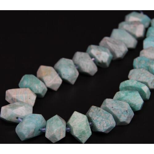 15.5"/strand Natural Peruvian Amazonite Freeform Faceted Nugget Loose Beads,Gems Stone Cut Nugget Pendant Beads Jewelry Making