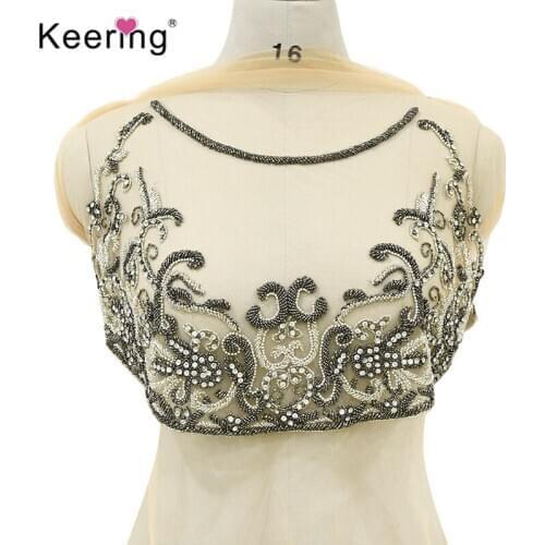 Elegant cloak beads rhinestone bodice for Bridal dress DIY WDP-027
