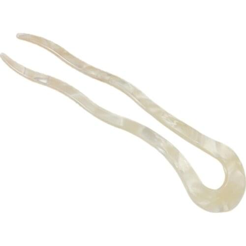 French Twist Hair Stick Clip Vintage Celluloid Acetate Large Wavy U-Shaped Hairpin Tortoise Shell Women Updo Chignon Pin