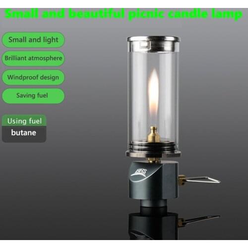 Hot Newest Mini Windproof Candle Lamp Dreamlike Candlelight Lamp Gas Burner Stove Outdoor Camping Lights Tent Lighting Equipment