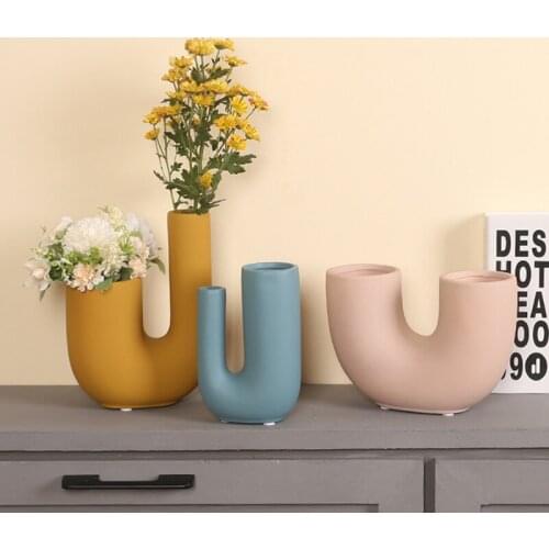 Morandi Ceramic Tubular Vase Living Room Desktop Flower Arrangement Nordic Ornaments Crafts Home Furnishings Decor