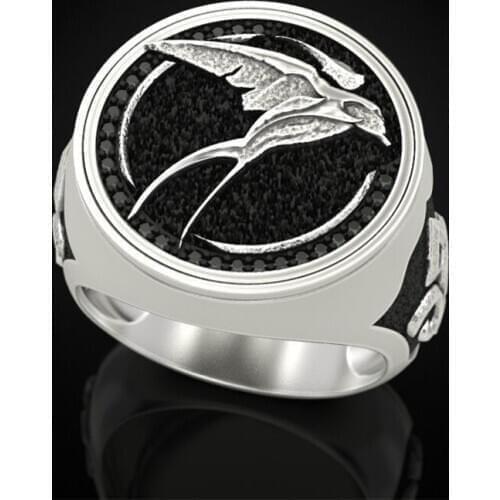 Antique Silver Color Witch Wild Hunt Bird Bow Ring Western Viking Ring Mens Steampunk Gothic Party Jewelry Accessories Gift