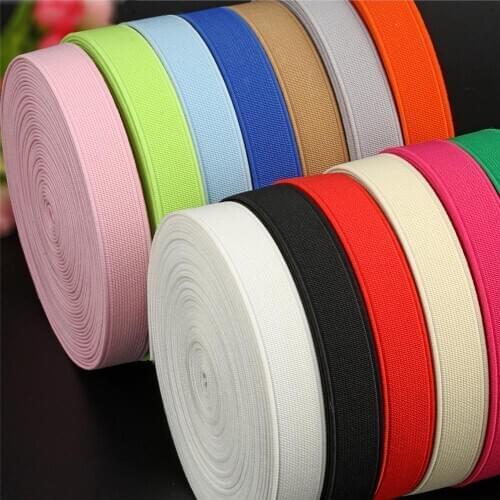 DIY Apparel 2.5cm Width High Quality Elastic Bands Colorful Elastic Webbing for Sewwing And Hemming 28meters*2rolls